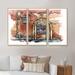 Red Barrel Studio® Sketch Of Old Europe Street I - Vintage Framed Canvas Wall Art Set Of 3 Canvas, Wood in White | 28 H x 36 W x 1 D in | Wayfair