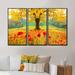 Winston Porter Beautiful Autumn Yellow Tree - Floral Framed Canvas Wall Art Set Of 3 Canvas, Wood in White | 28 H x 36 W x 1 D in | Wayfair