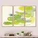 Wrought Studio™ Handpainted Green Leaves Impression - Mid_Century_Modern Framed Canvas Wall Art Set Of 3 Canvas, in White | Wayfair