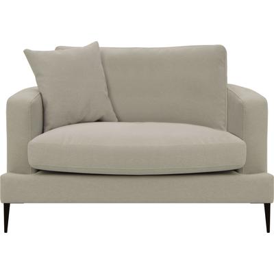Sessel LEONIQUE "Cozy Loungesessel, Designersessel, Maße B/T/H: 91/97/80 cm", beige (dunkelbeige), B:91cm H:80cm T:97cm, Samtoptik (100% Polyester), Struktur (100% Polyester), Sessel, Einzelsessel XXL-Sessel, mit Metallbeinen und Zierkissen Image