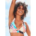 Triangel-Bikini-Top LASCANA ACTIVE "Layne" Gr. 34, Cup A/B, bunt (türkis, gelb, bedruckt) Damen Bikini-Oberteile Ocean Blue
