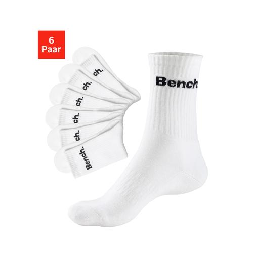 Tennissocken BENCH. Gr. 43-46, weiß (6 x weiß) Damen Socken Tennissocken