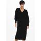Strickkleid ONLY "ONLNEW TESSA L/S MIDI V DRESS", Damen, Gr. M (38), N-Gr, schwarz, Strick, Grobstrick, Obermaterial: 100% Polyacryl, unifarben, casual, ca. Mitte Wade, V-Ausschnitt, Langarm, Kleider, mit tiefem V-Ausschnitt mit breiter Blende