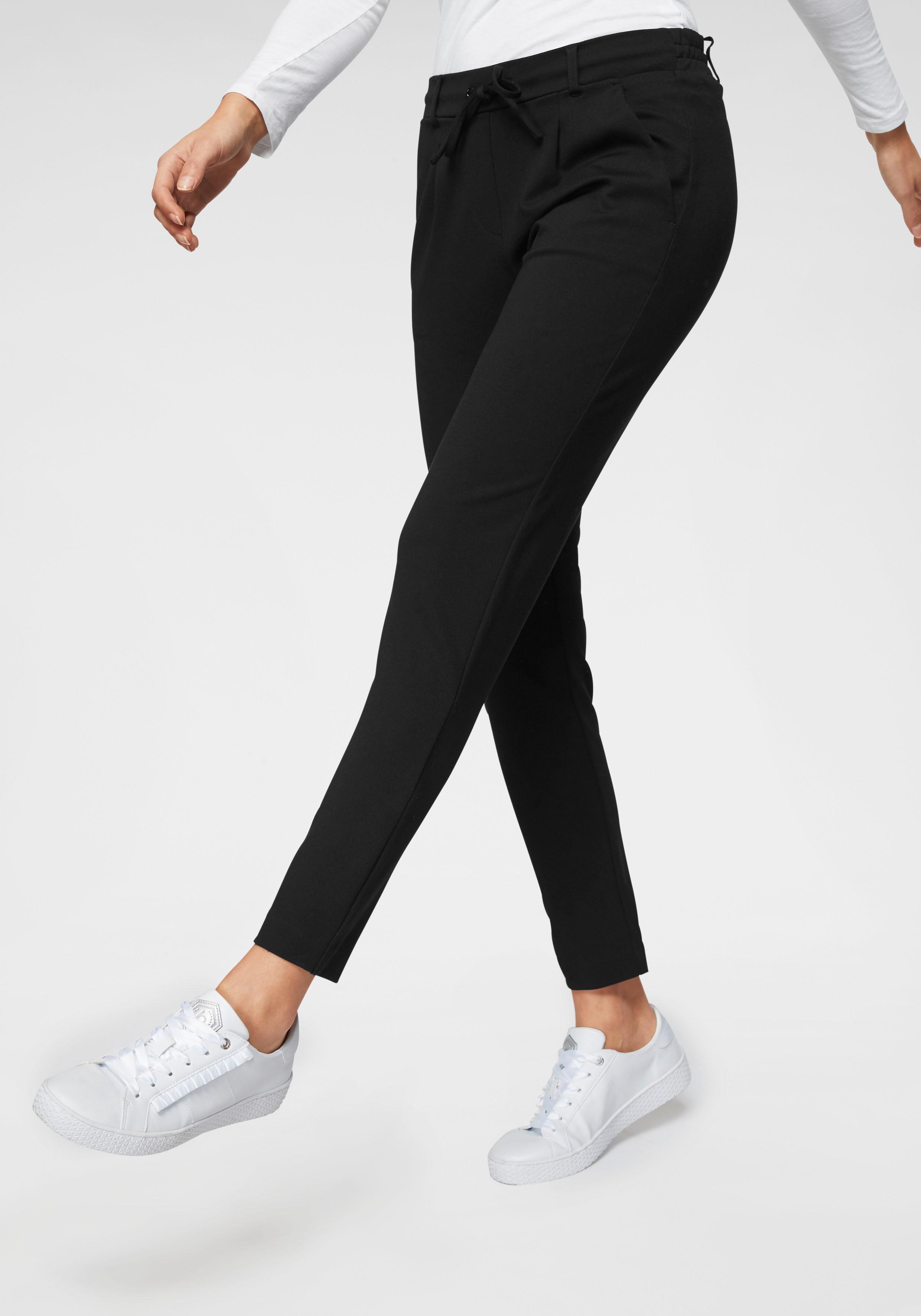 Jogger Pants TOM TAILOR "Loose - Slim", Damen, Gr. 36, Länge 32, schwarz (deep schwarz), Web, Obermaterial: 60% Viskose, 34% Polyamid, 6% Elasthan, unifarben, lässig geschnitten lang, Hosen, mit Bundfalten