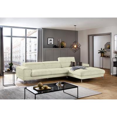 Ecksofa W.SCHILLIG "piedroo, Designsofa mit tollem Sitzkomfort, elegant und bequem, L-Form", beige (sahara s37), B:343cm H:70cm T:193cm, Stoff S37 (100% Polyester): Luxus-Microfaser in Lederoptik, Sofas, Kopfteilverstellung, wahlweise mit... Image