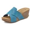 Pantolette LASCANA, Damen, Gr. 42, blau (türkis), Obermaterial: 100% Lederimitat. Futter: 100% Rindsleder. Decksohle: 100% Rindsleder. Laufsohle: 100% Synthetik, unifarben, casual, Schuhe Pantolette, Mule, Sandale, offener Schuh mit Korkfußbett und...