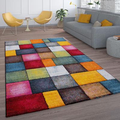 Teppich PACO HOME "Smaragd 753", bunt (mehrfarbig), B:160cm H:17mm L:230cm, Polypropylen (PP), Teppiche, Kurzflor, 3D-Design, mit Karo Muster, auch als Läufer erhältlich Image