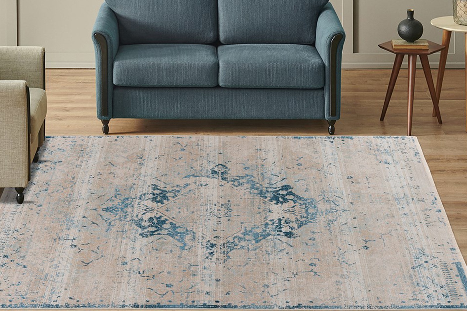 Teppich KAYOOM "Dilan 200", blau, B:160cm H:5mm L:230cm, Polyester, Teppiche Image