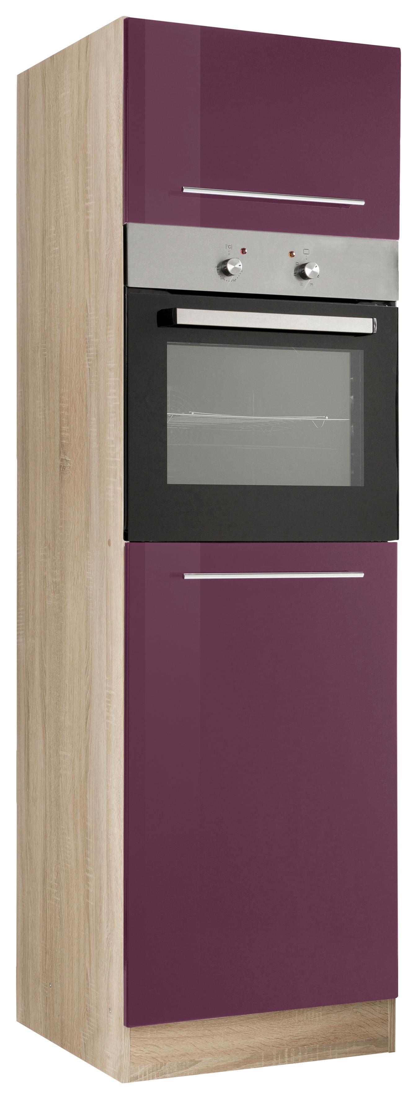 Backofen/Kühlumbauschrank KOCHSTATION "KS-Eton", lila (aubergine hochglanz), B:60cm H:200cm T:60cm, Schränke, Backofenumbauschrank Kühlschrankumbauschrank Umbauschrank Image