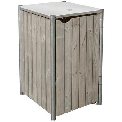 Mülltonnenbox HIDE, grau (grau, natur), B:70cm H:116cm T:81cm, Stahl, Holz, Aufbewahrungsboxen, für 1 x 240 l, grauxnatur Image