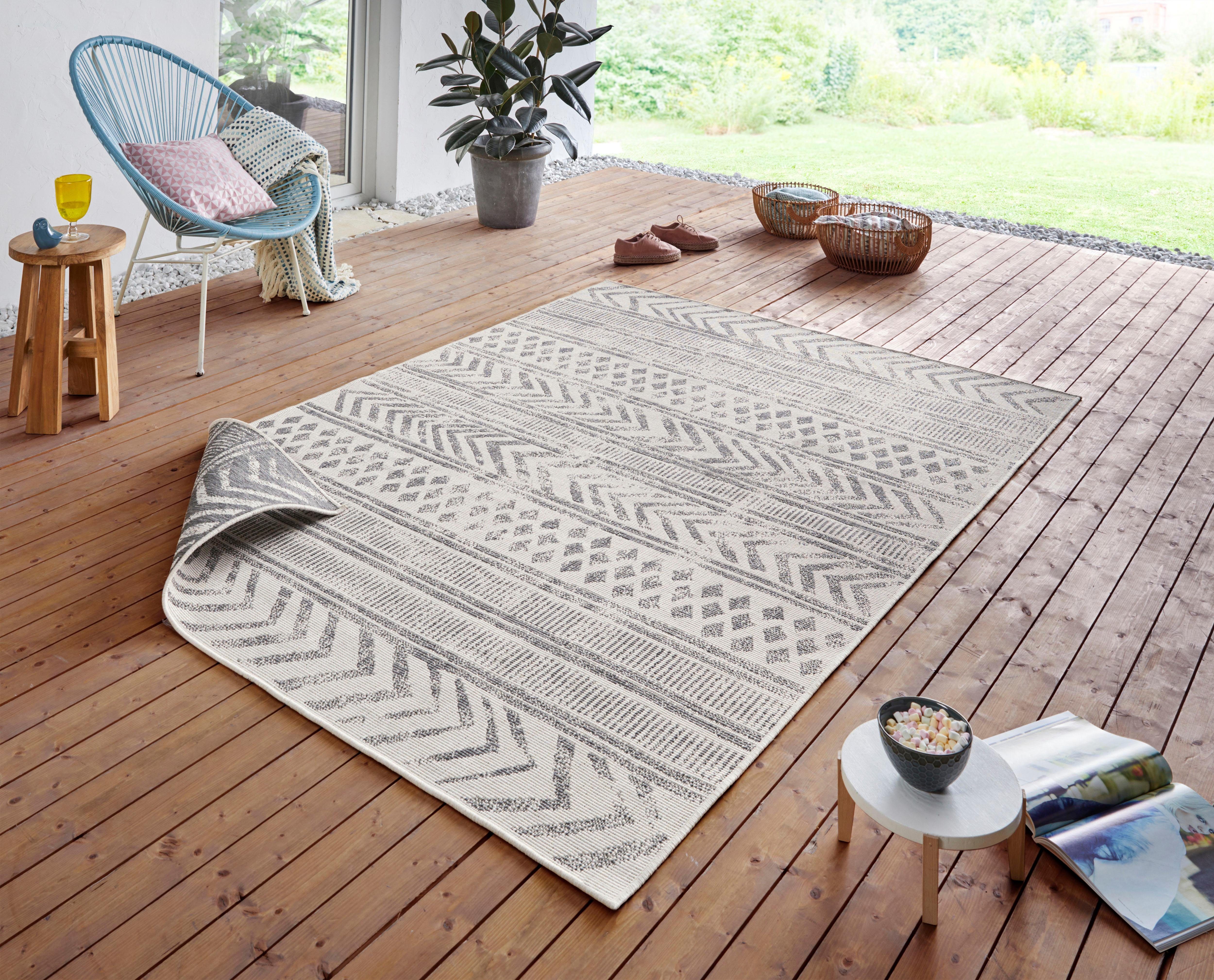 Teppich HANSE HOME "BIRI Wendeteppich" Gr. 6, beige (creme, grau), B:200cm H:5mm L:290cm, Polypropylen (PP), Teppiche, In-& Outdoor, Wetterfest, Balkon, Läufer, Wohnzimmer, Wasserfest, Boho Image