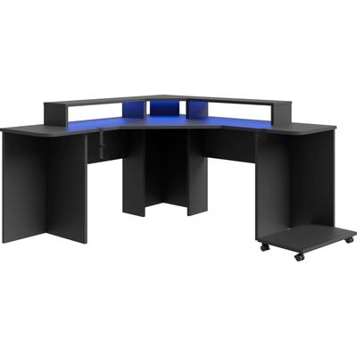 Gaming-Tisch FORTE "Tezaur", schwarz (schwarz, schwarz), B:160cm H:91,1cm T:160cm, Tische, mit RGB-Beleuchtung, Breite 160 cm Image