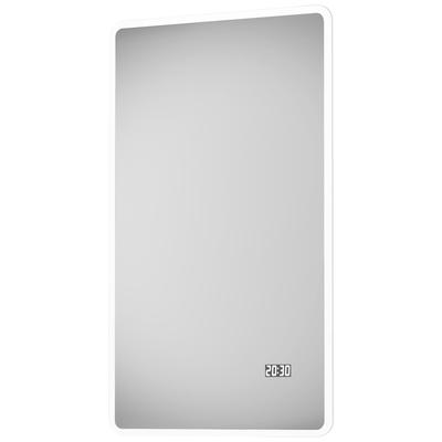 Badspiegel TALOS "Sun", silber (silberfarben), B:45cm H:70cm T:4,5cm, Spiegel, energiesparend, mit Digitaluhr Image