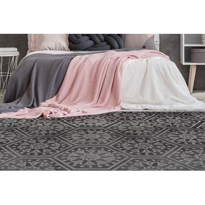 Teppich CALO-DELUXE "Latemar 300" Gr. 2, grau (anthrazit), B:80cm H:7mm L:150cm, Kunstfaser, Teppiche, weiche Fell Haptik, Relief Muster, Wohnzimmer, Schlafzimmer Image