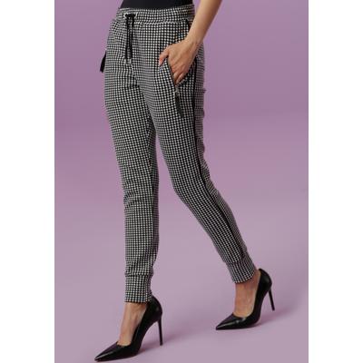 Schlupfhose ANISTON CASUAL, Damen, Gr. 36, N-Gr, schwarz-weiß (schwarz, weiß), Sweatware, Jersey, Obermaterial: 65% Polyester, 30% Viskose, 5% Elasthan, Hahnentrittmuster, modisch, figurumspielend knöchelfrei, Hosen, im trendigem Hahnentritt-Muster... Image