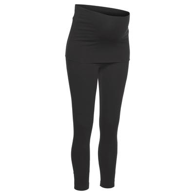 Umstandsleggings NEUN MONATE "Hose mit extrabreitem Umschlag, 2in1 Optik" Gr. 36/38, N-Gr, schwarz Damen Hosen Für Schwangerschaft und Stillzeit