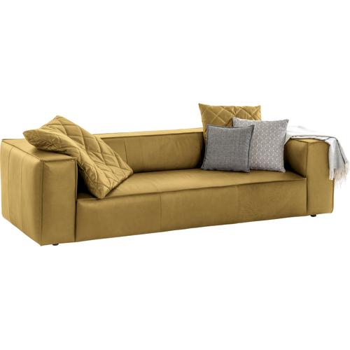 „3-Sitzer W.SCHILLIG „“around-the-block““ Sofas Gr. B/H/T: 260 cm x 66 cm x 104 cm, Longlife Xtra-Leder Z69, gelb (kurkuma z69) 3-Sitzer Sofas mit eleganter Biese, Federkern“