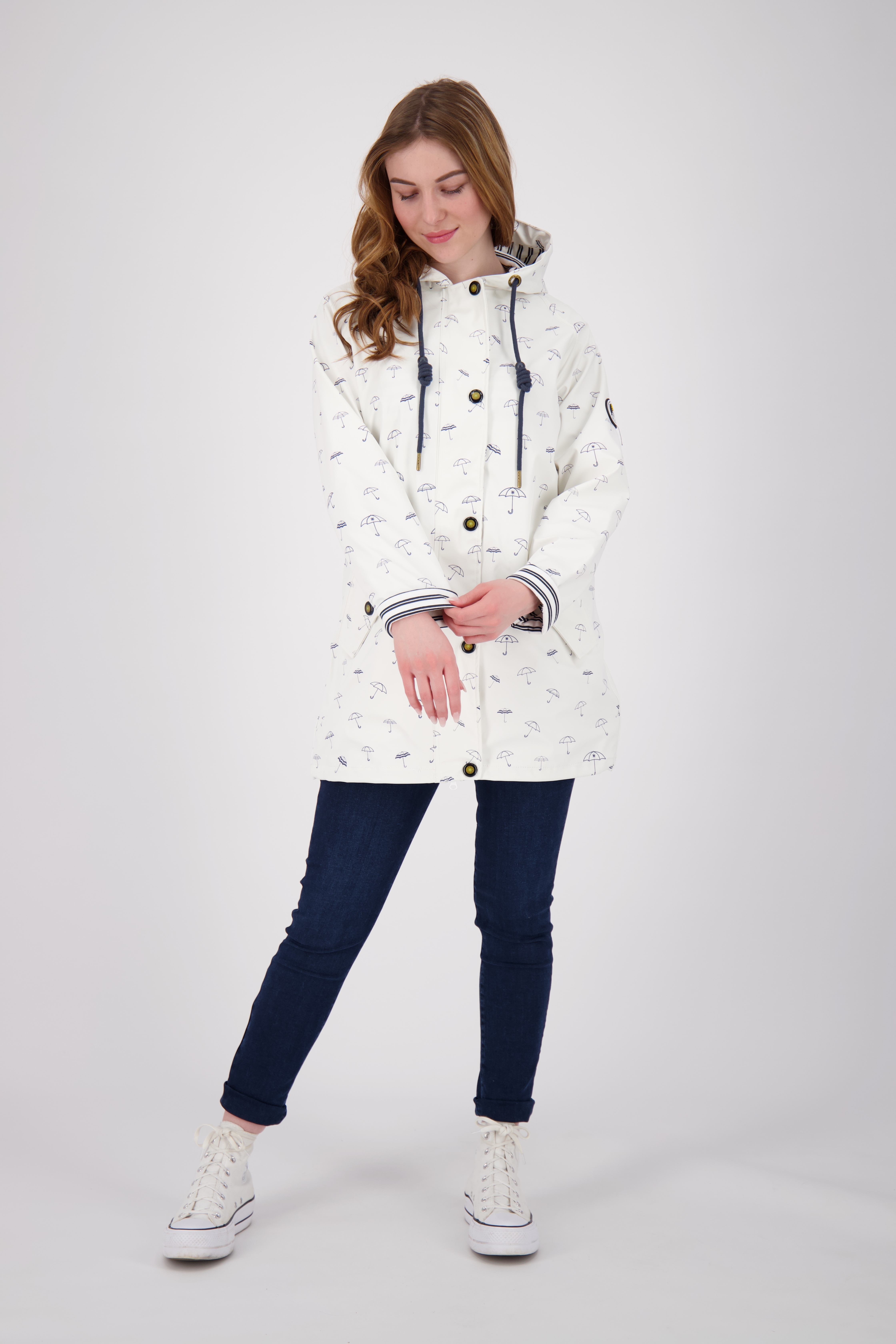 Regenjacke ANKERGLUT "Friesennerz WIZZARD PEAK WOMEN UMBR", Damen, Gr. 50 (XL), weiß, Obermaterial: 100% Polyurethan; Futter: 100% Polyester, figurumspielend, gerader Abschluss mit Druckknopf, Jacken Regenjacke, auch in Großen Größen erhältlich