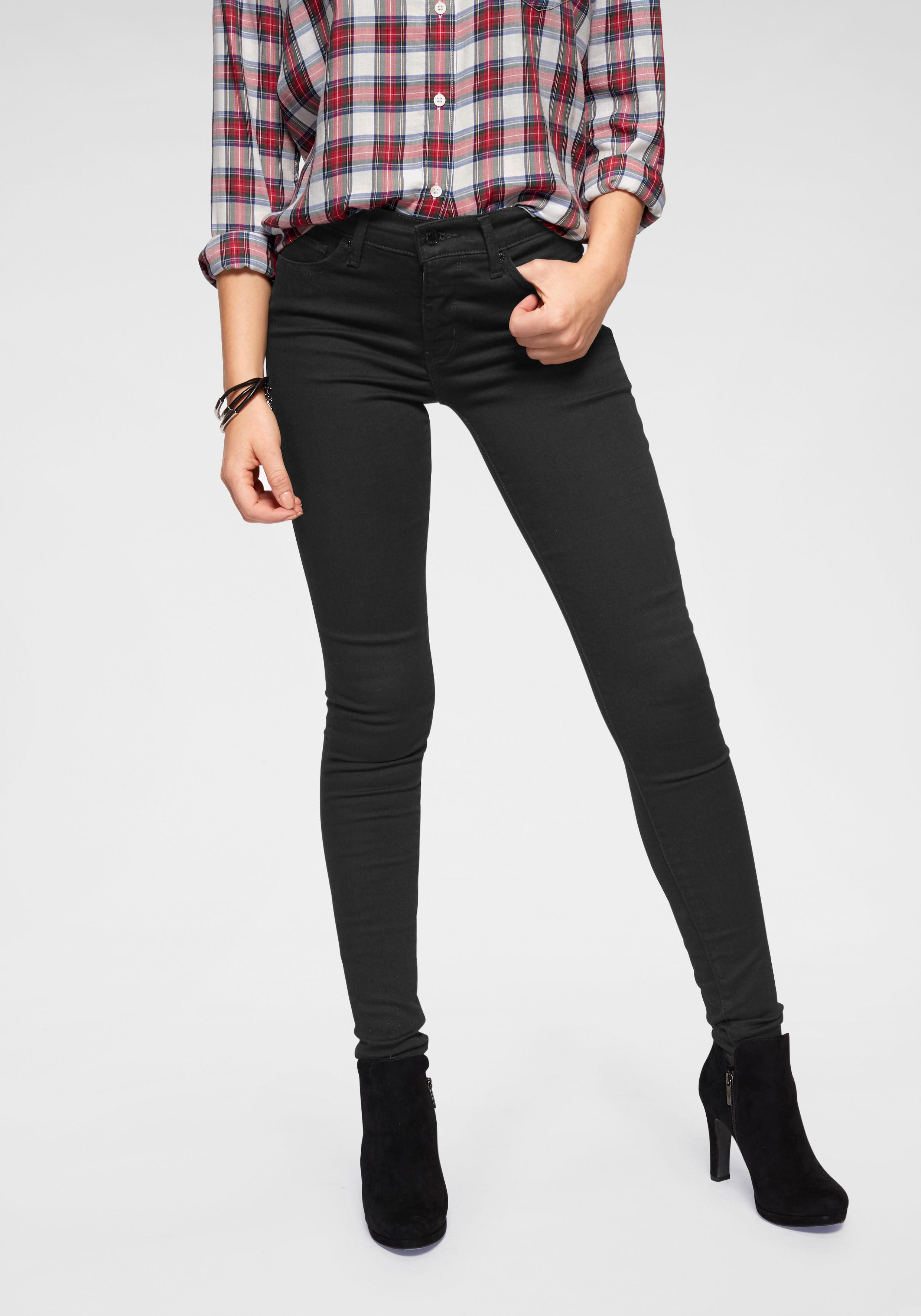 Skinny-fit-Jeans LEVI'S "310 Shaping Super Skinny", Damen, Gr. 26, Länge 28, schwarz, Denim/Jeans, Obermaterial: 64% Baumwolle, 34% Polyester, 2% Elasthan, clean, skinny fit lang, Jeans Image