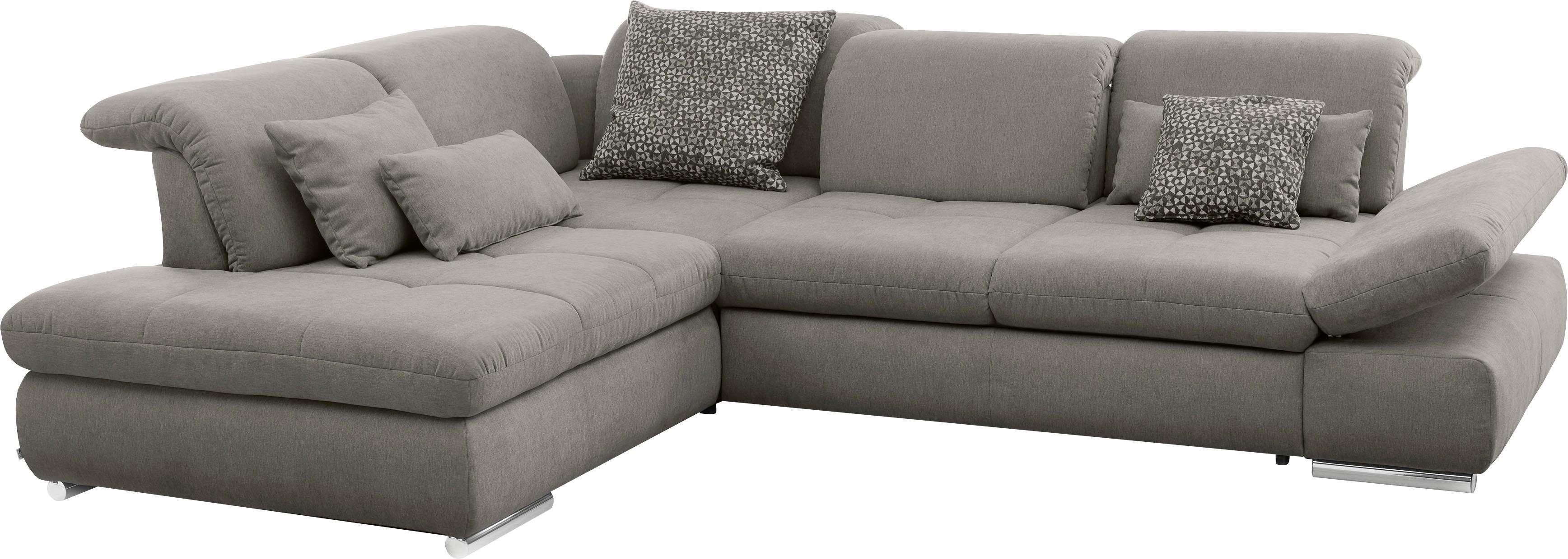 Ecksofa "SO 4100 mit komfortablen Federkern und Kopfteilverstellung", grau (grau 10), B:291cm H:80cm T:226cm, SET ONE BY MUSTERRING, Sofas, Ecksofa, wahlweise mit Bettfunktion und Sitztiefenverstellung, L-Form