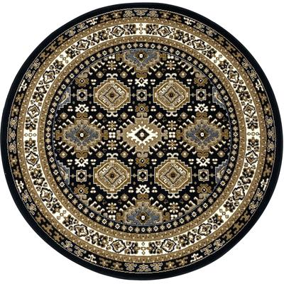 Teppich MY HOME "Diantha" Gr. 10, braun (dunkelbraun), H:7mm Ø:180cm, Kunstfaser, Teppiche, Orient-Optik, Teppich mit Bordüre, Kurzflor, elegant, weich Image