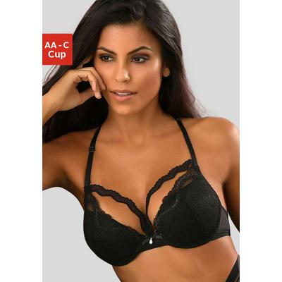 Push-up-BH PETITE FLEUR GOLD, Damen, Gr. 85, Cup A, schwarz, Spitze, Microtouch, Obermaterial: 60% Polyamid, 35% Polyester, 5% Elasthan, sexy, BHs Push-up-BH Spitzen-BH Spitzenwäsche Bügel-BH Schalen-BH, mit herausnehmbaren Kissen, sexy Dessous,... Image