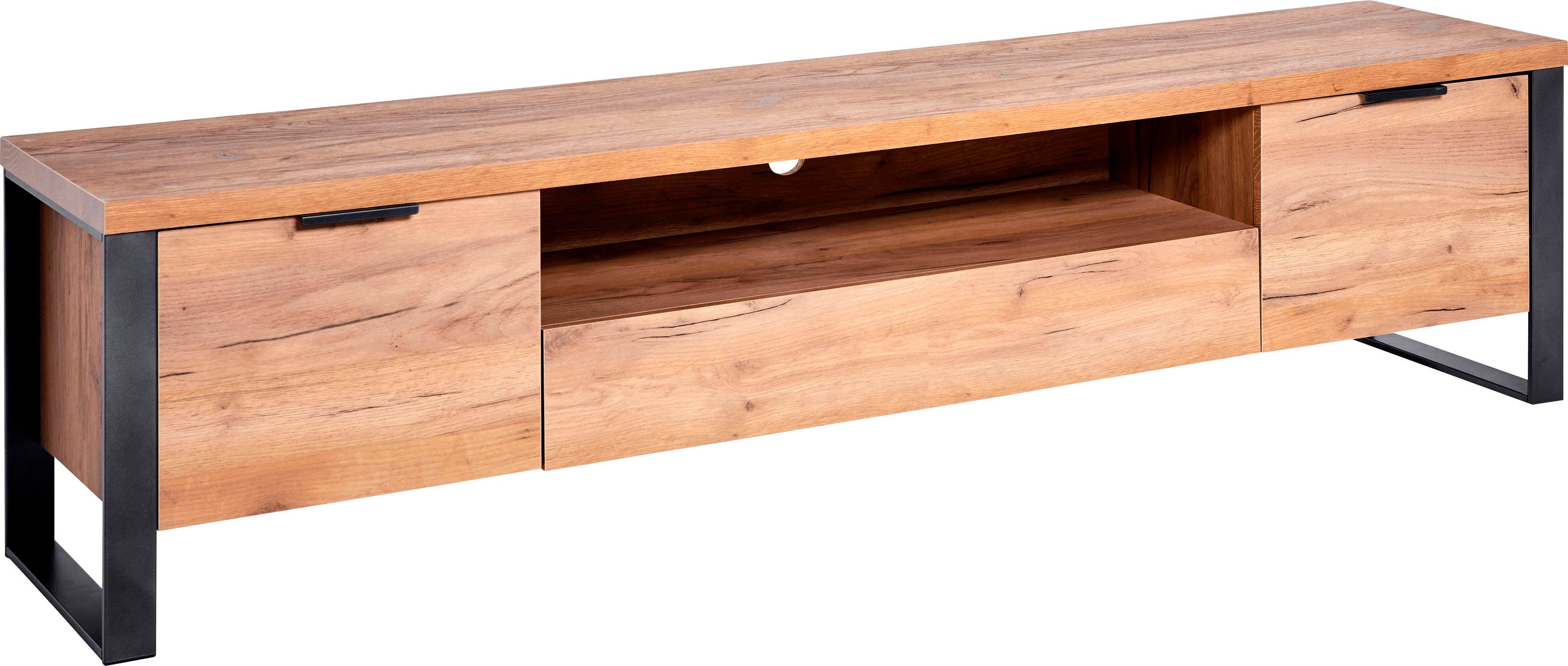 TV-Board JAHNKE "LOOP", braun (kerneiche), B:180cm H:45cm T:39,5cm, Holzwerkstoff, Sideboards, Breite ca. 180 cm