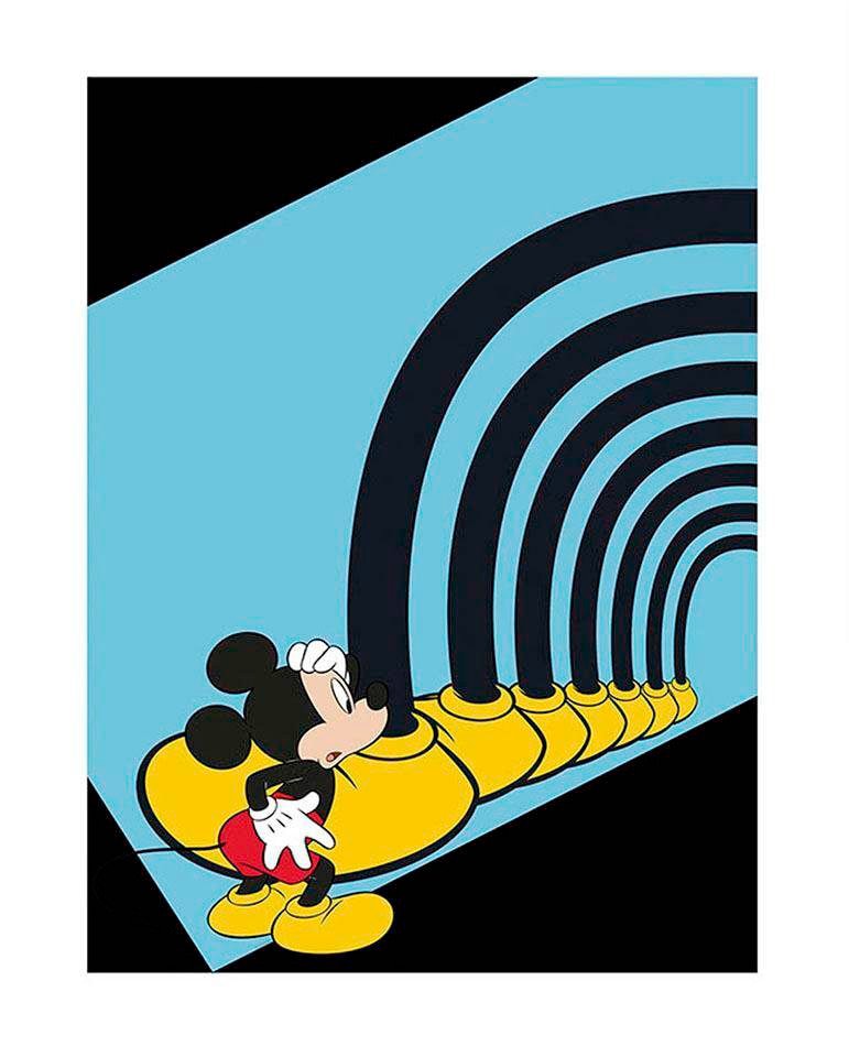 Bild KOMAR "Mickey Mouse Foot Tunnel", bunt (farbe bild(er): bunt), B:40cm H:50cm, Holz, Papier, Bilder, Wandbild zur Dekoration im Kinderzimmer - ohne Rahmen Image