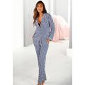 Pyjama H.I.S Gr. 52/54, blau (dunkelblau, weiß, gestreift) Damen Homewear-Sets Pyjamas