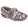 Pantoffel SKECHERS "TOO COZY CHIC CAT", Damen, Gr. 35, bunt (multi), Velourslederimitat, Synthetik, klassisch, Schuhe, Hausschuh mit witzigem Katzenprint