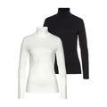 Rollkragenshirt FLASHLIGHTS Gr. 44/46, schwarz-weiß (wollweiß, schwarz) Damen Shirts Jersey