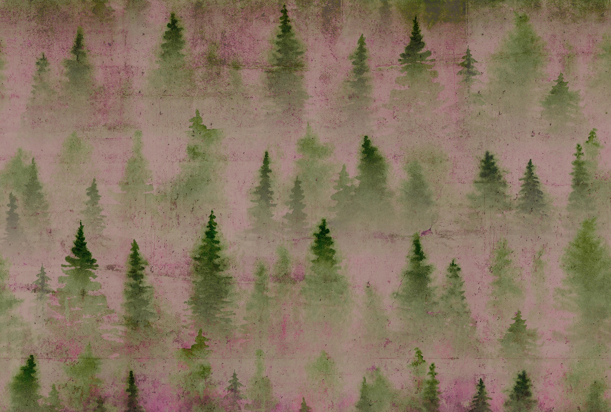 Fototapete ARCHITECTS PAPER "Atelier 47 Coniferous Artwork 1", bunt (grün, lila, rosa), B:4m L:2,7m, Vlies, Tapeten, Vlies, Wand, Schräge, Decke Image