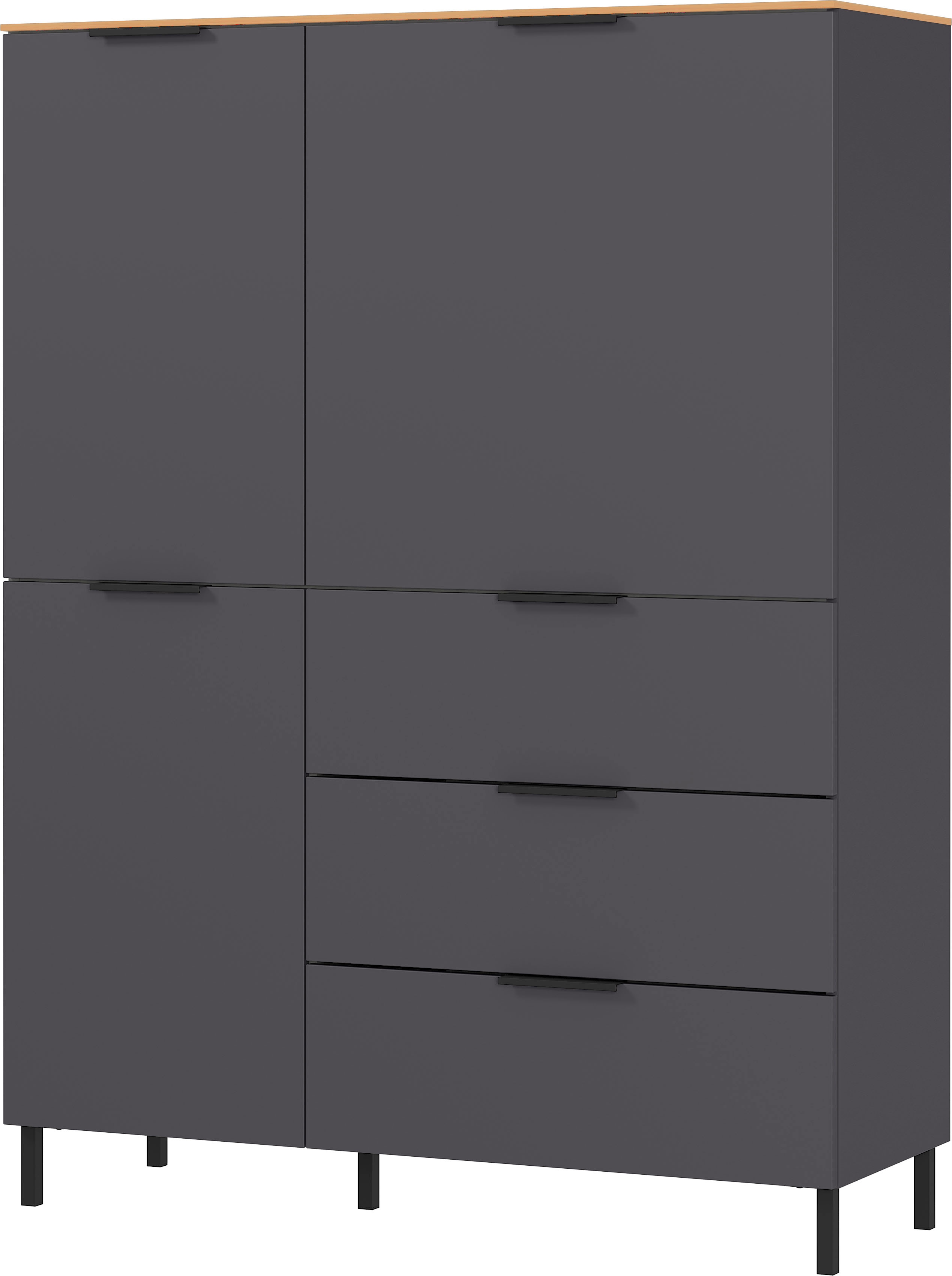 Hochschrank GERMANIA "CALIFORNIA-HB", braun (graphit, navarra, eiche, nachbildung), B:109cm H:146cm T:40cm, Spanplatte, Schränke Image