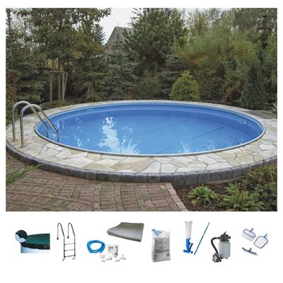 Rundpool KONIFERA "Bahamas II", weiß (weiß, blau), H:120cm Ø:400cm, Schwimmbecken, verschiedene Größen, für den Volleinbau