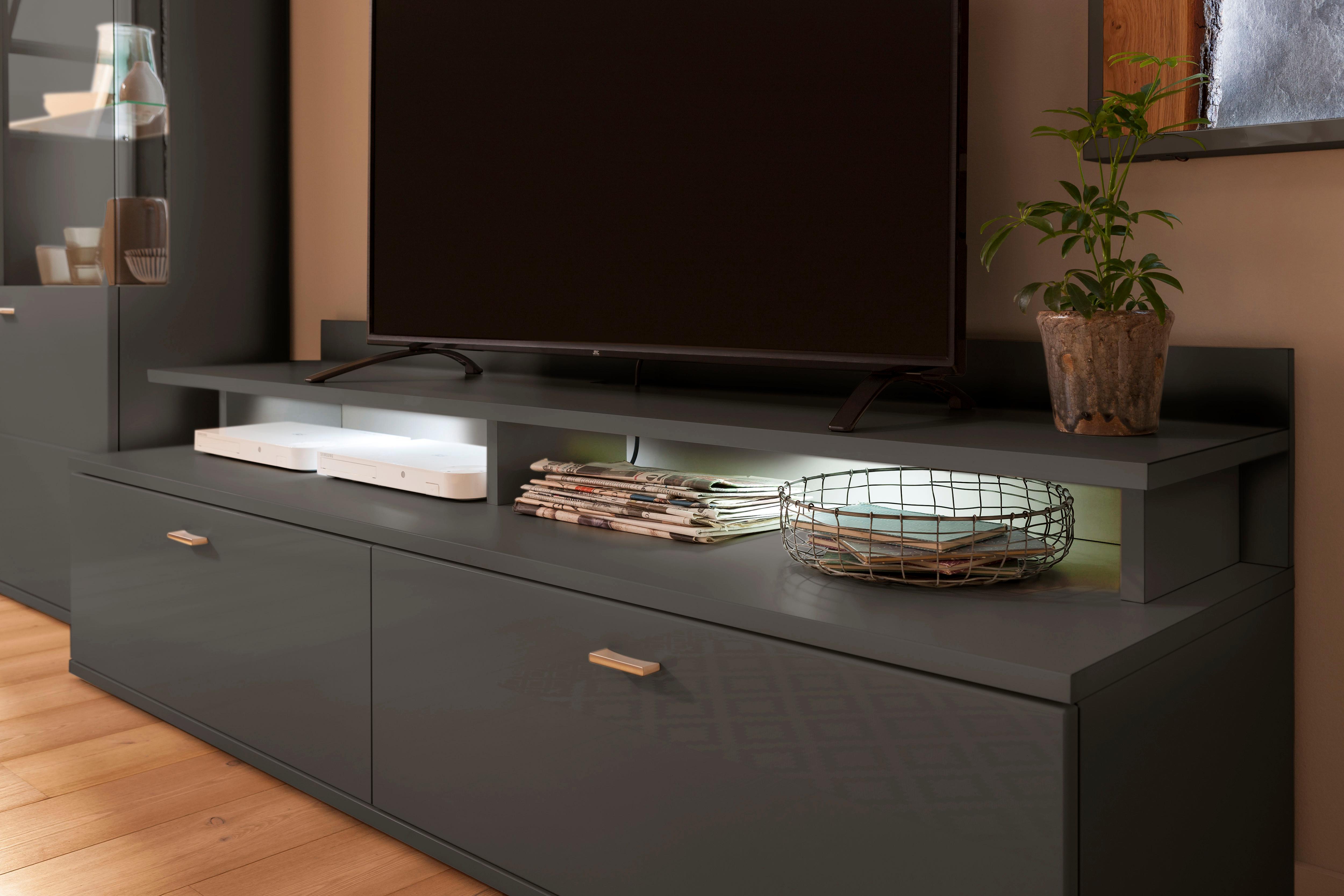 TV-Aufsatz "TACOMA", grau (grafit matt), B:180cm H:22,2cm T:36,6cm, MDF, SET ONE BY MUSTERRING, Möbelaufsätze, Typ 61 Image