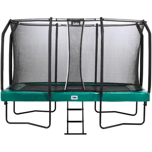 „Gartentrampolin SALTA „“First Class““ Trampoline Gr. B: 366 cm, grün (schwarz, grün) Kinder Trampoline BxL: 214×366 cm, mit Leiter, Schutzrand“