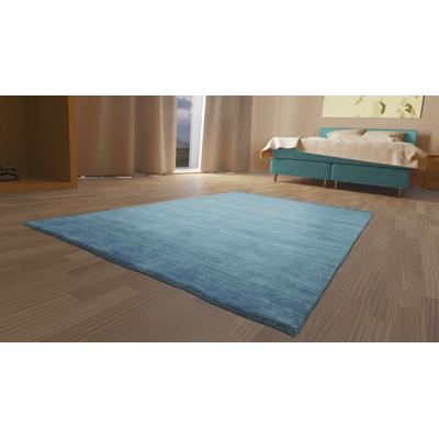 Wollteppich MORGENLAND "Uni - Gabbeh Teppich - Softy", blau (hellblau), B:200cm H:1,6mm L:300cm, Schurwolle, Teppiche, Gabbeh Optik, Uni Farben, reine Wolle, sehr weicher Flor, Wohnzimmer Image