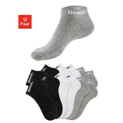 Sportsocken BENCH., Damen, Gr. 43-46, schwarz-weiß (4x schwarz, 4x weiß, 4x grau, meliert), Baumwollmischung, unifarben, elastisch, Socken, Tennis Kurzsocken mit Halbfußfrottee Image