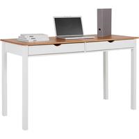 Schreibtisch INOSIGN Gava Tische Gr. B/H/T: 140 cm x 80 cm x 60 cm, weiß (weiß, naturfarben, weiß, naturfarben) Büroschreibtisch Holz-Schreibtische Schreibtisch Schreibtische Tisch