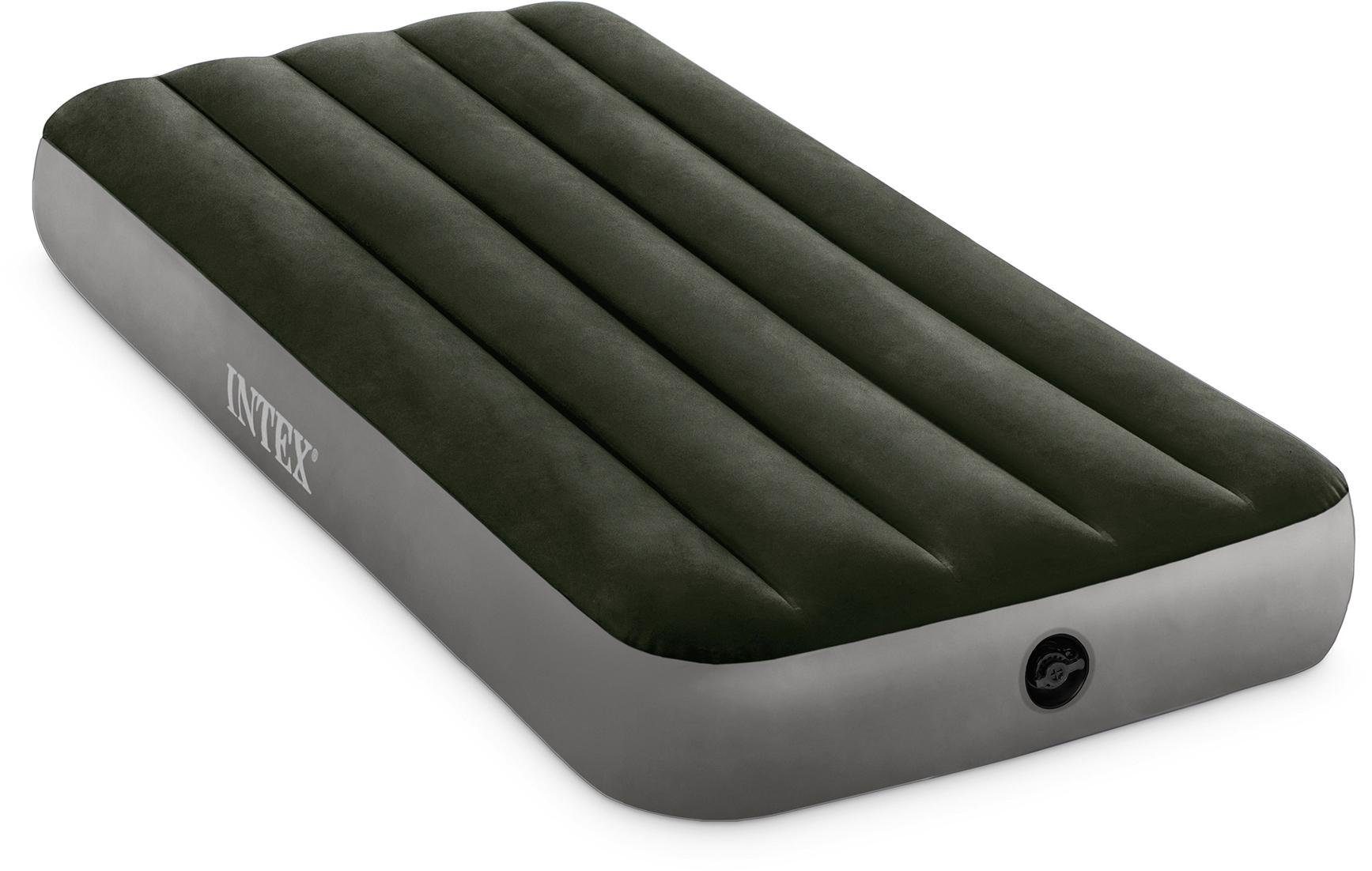 Luftbett INTEX "Dura-Beam DOWNY Airbed" Gr. 76, grau (grau, grün), Luftbetten, B/H/L: 76cm x 25cm x 191cm, Vinyl, B:76cm H:25cm L:191cm