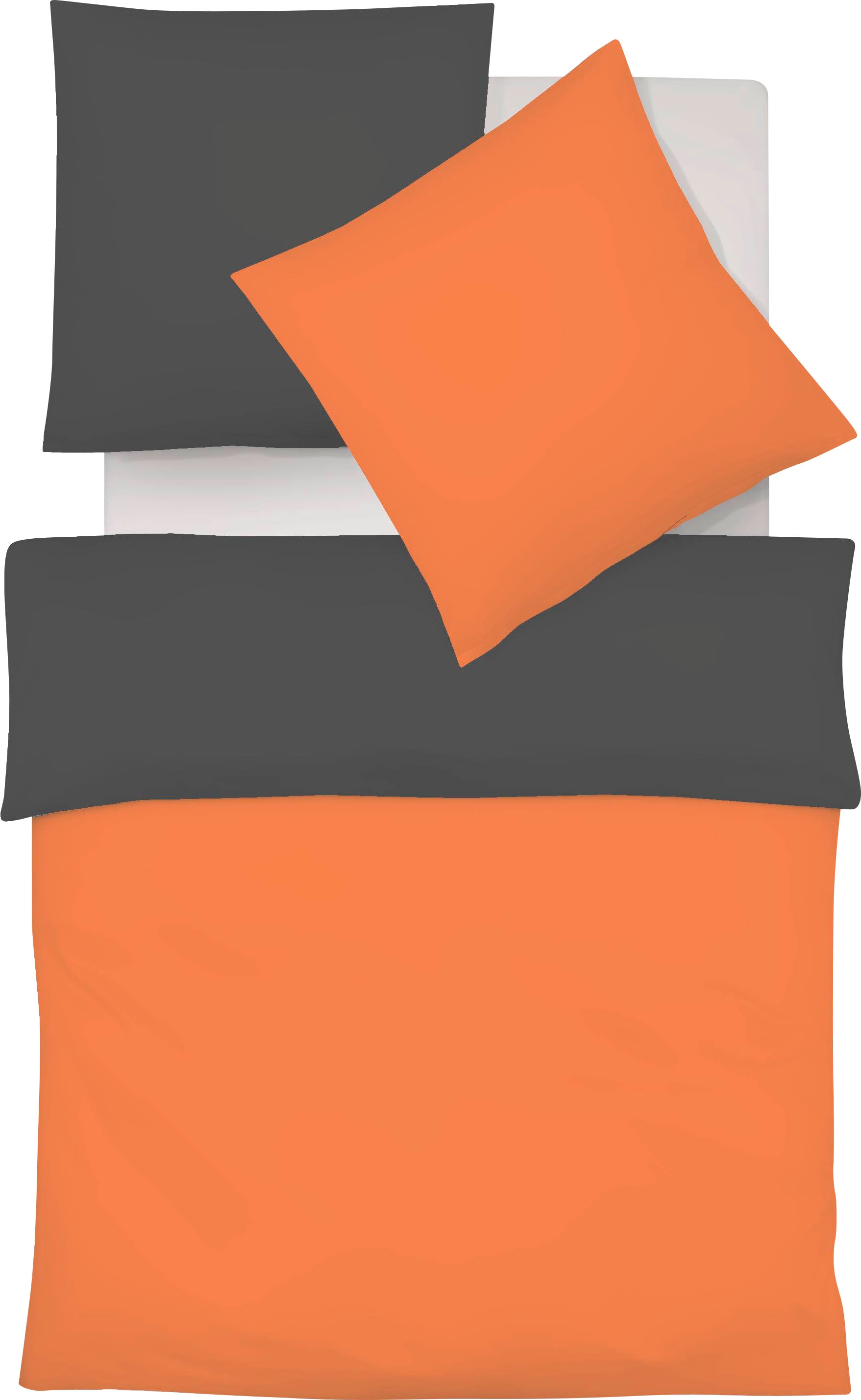 Wendebettwäsche FLEURESSE "Provence W", orange (orange, schiefer), B/L: 240cm x 220cm, 1 Stk., 2 Stk., Halbleinen, B/L: 80cm x 80cm & 80cm x 80cm, 3 Stk., Halbleinen, Obermaterial: 50% Baumwolle, 50% Leinen, Bettwäsche, Wendebettwäsche, 50%... Image