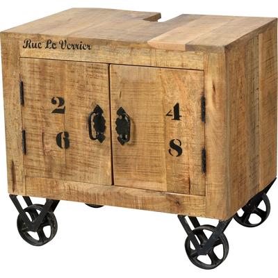 Unterschrank SIT, beige (natur), B:66cm H:61cm T:43cm, Massivholz, Schränke, Bad-Unterschrank, mit schwarzem Aufdruck im Industrial-Stil Image