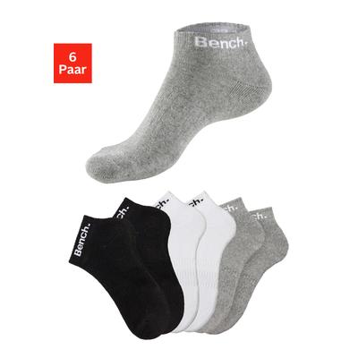 Sportsocken BENCH., Damen, Gr. 43-46, schwarz-weiß (2x schwarz, 2x grau, meliert, 2x weiß), Baumwollmischung, unifarben, elastisch, Socken, Tennis Kurzsocken mit Halbfußfrottee Image