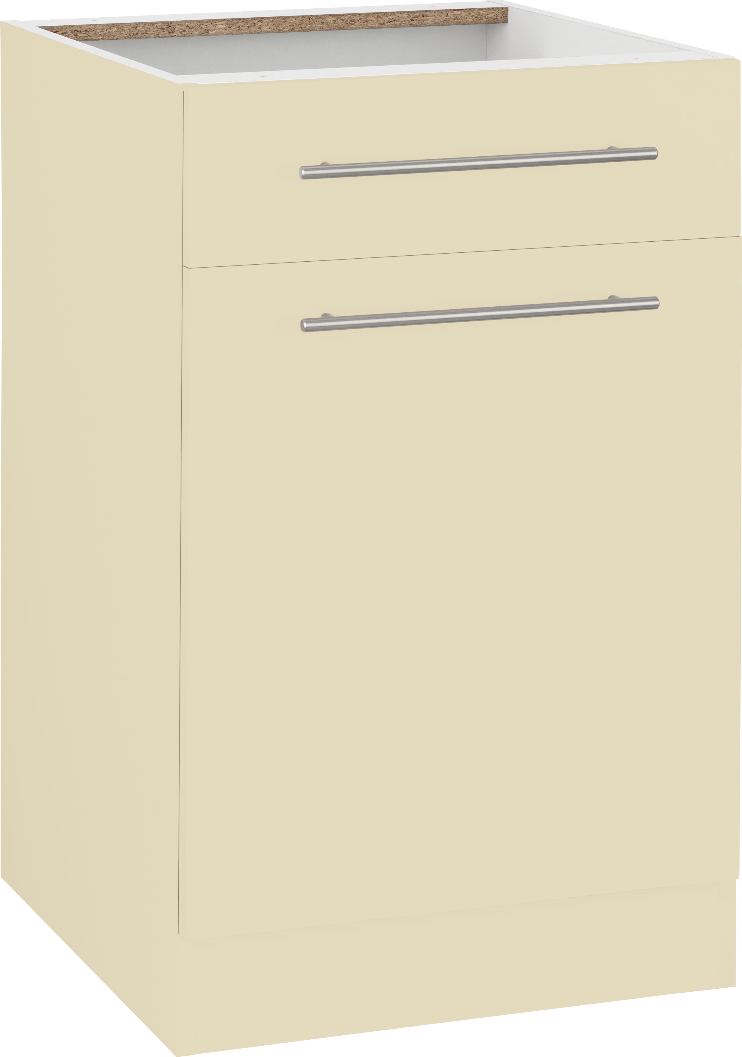 Unterschrank WIHO KÜCHEN "Unna", beige (front und korpus: magnolia), B:50cm H:82cm T:57cm, Schränke, Küchenunterschrank, 50 cm breit, ohne Arbeitsplatte