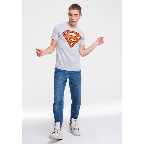 T-Shirt LOGOSHIRT ""SUPERMAN - LOGO"" Gr. S, grau Herren Shirts mit Superhelden-Logo