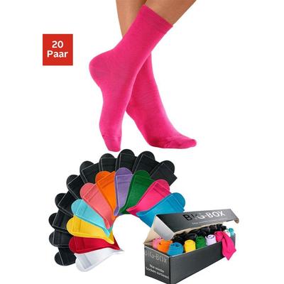 Basicsocken GO IN, Damen, Gr. 35-38, bunt (10x bunt, 10x schwarz), Polyamid, Baumwolle, Baumwollmischung, Elasthan, unifarben, elastisch, Socken, in der großen Big-Box Image