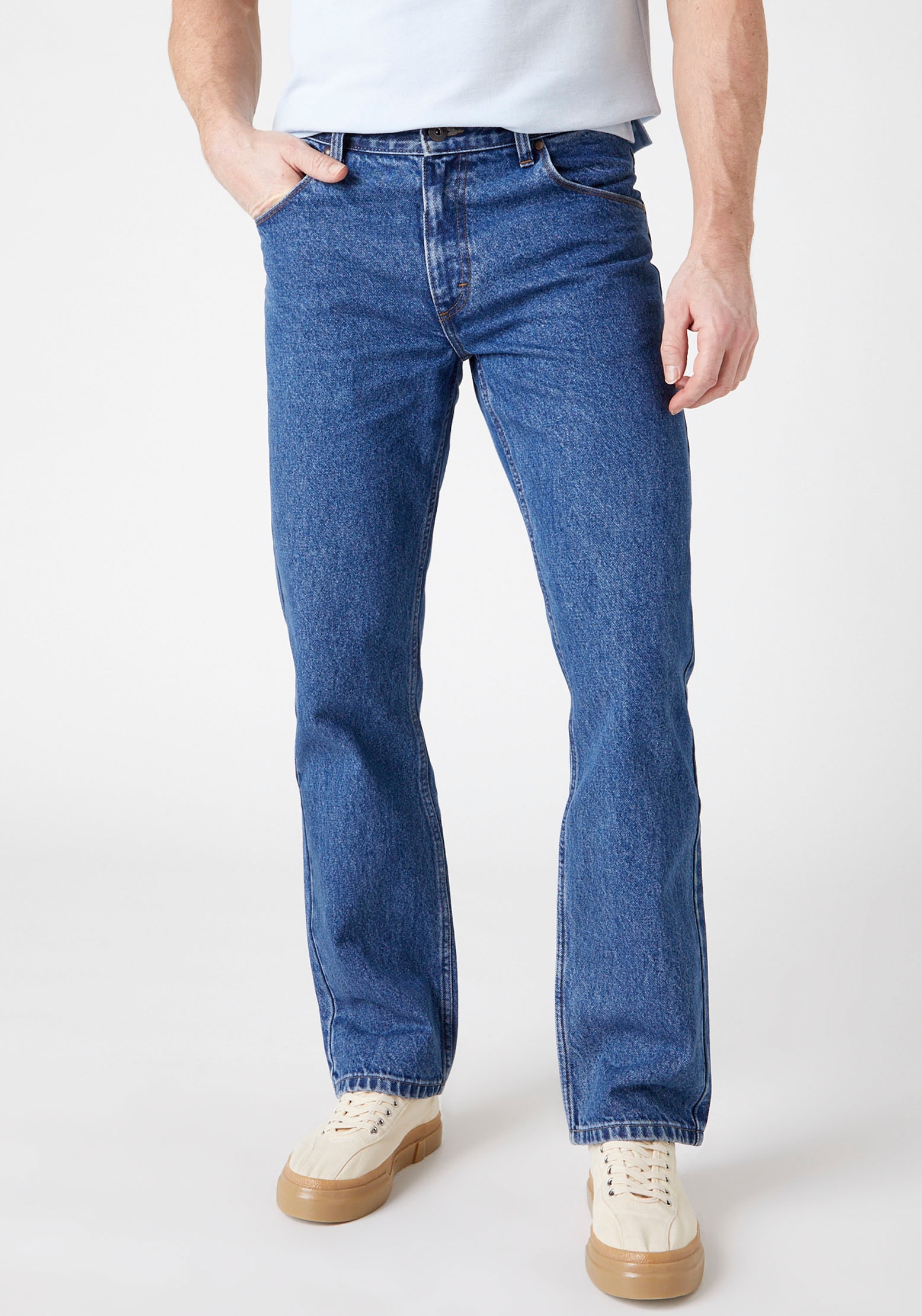 Straight-Jeans WRANGLER "Authentic Straight", Herren, Gr. 34, Länge 32, grau (stone, wash), Denim/Jeans, Obermaterial: 100% Baumwolle, normal lang, Jeans Straight-Jeans