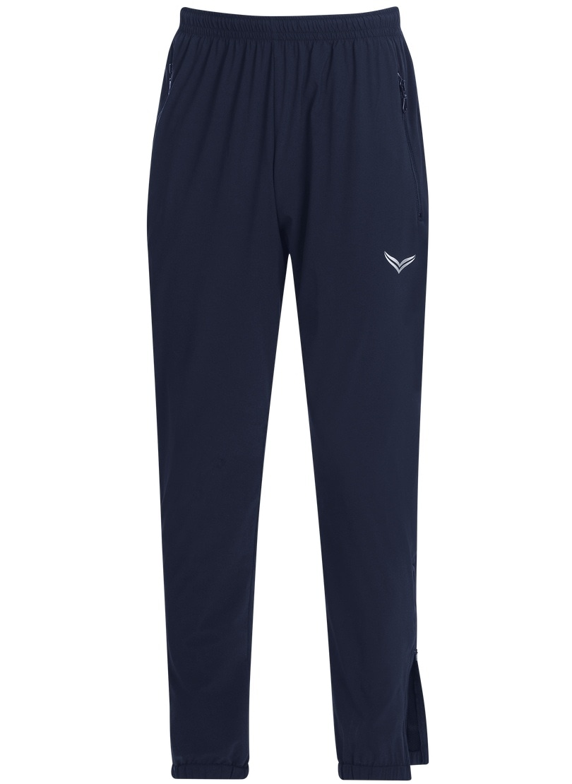 Jerseyhose TRIGEMA "TRIGEMA Freizeithose mit Bein-Reißverschluss", Herren, Gr. L, US-Größen, blau (navy), 74% Nylon, 26% Elasthan, Basic, Hosen Jerseyhose