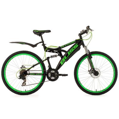 Mountainbike KS CYCLING "Bliss" Fahrräder Gr. 47 cm, 26 Zoll (66,04 cm), schwarz (schwarz, grün) Fahrräder
