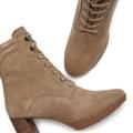 High-Heel-Stiefelette LASCANA "Schnürboots" Gr. 40, grau (taupe) Damen Schuhe Schnürstiefelette Plateaustiefeletten